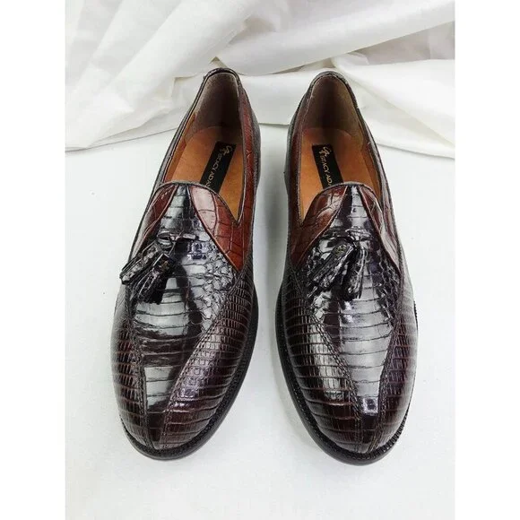 Stacy Adams Genuine Snake Size 9M Mens Brown Slip On Tassel Accent Loafers NIB m_693e0efd243daeabffa5e61c.jpeg main image 2